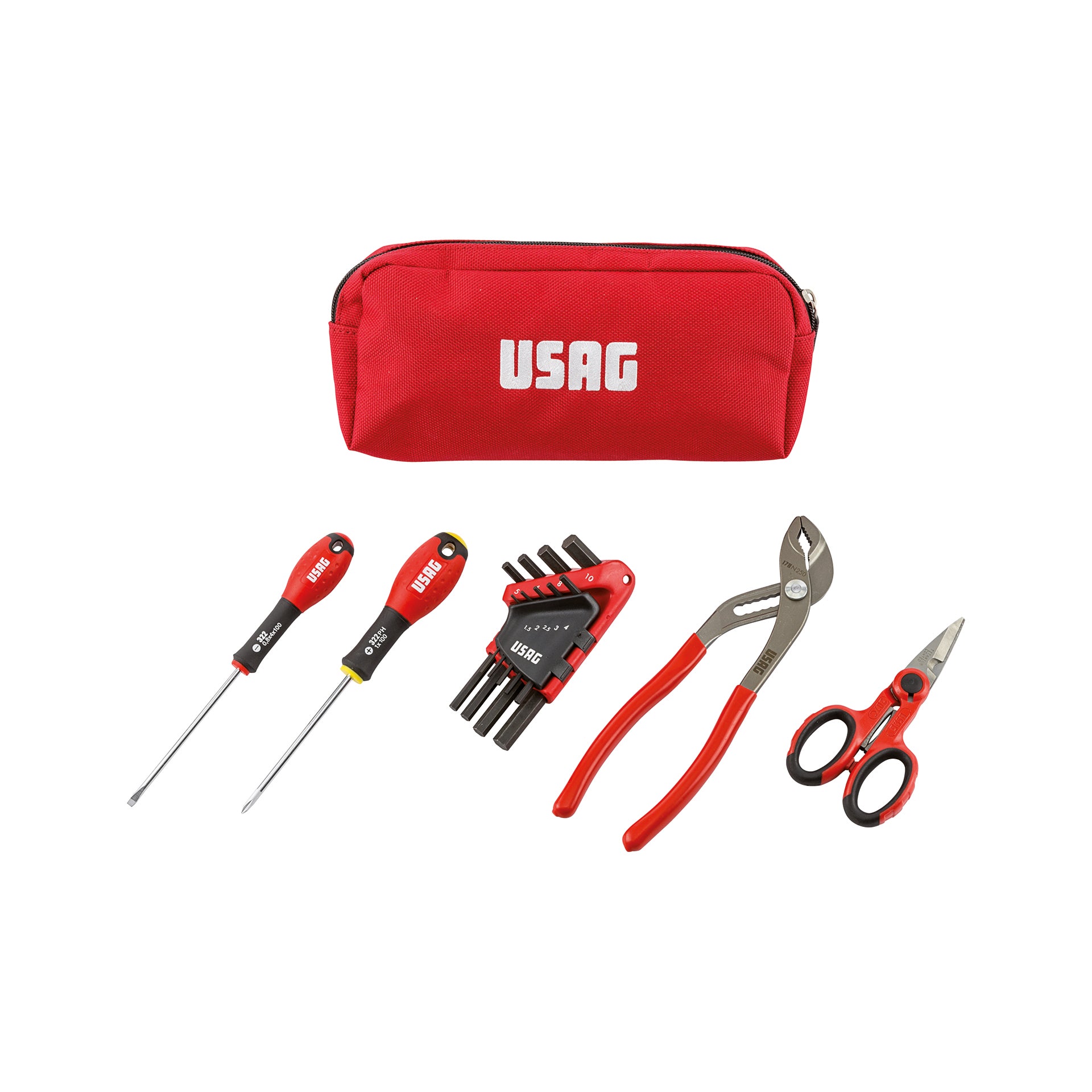 007 SB 178 NC - Tool case with screwdrivers, male wrenches, adjustable pliers and scissors (13 pcs) - Usag 007 SB 178 NC - Tool case with screwdrivers, male wrenches, adjustable pliers and scissors (13 pcs) - Usag